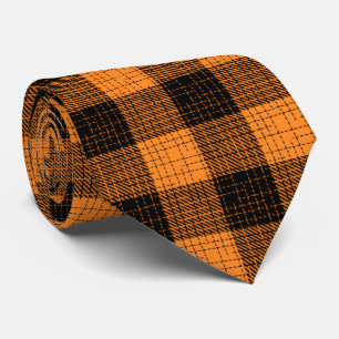 Corbata Cruz enrejada naranja negra Búfalo Check