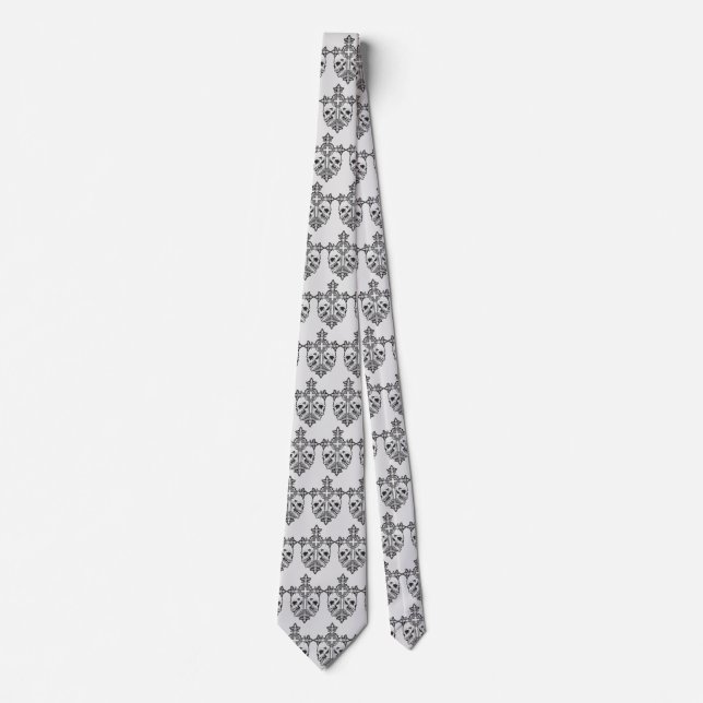 Corbata Cruz gótica y calaveras (Anverso)