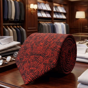 Corbata Cruzado negro contemporáneo sobre óxido rojo abstr