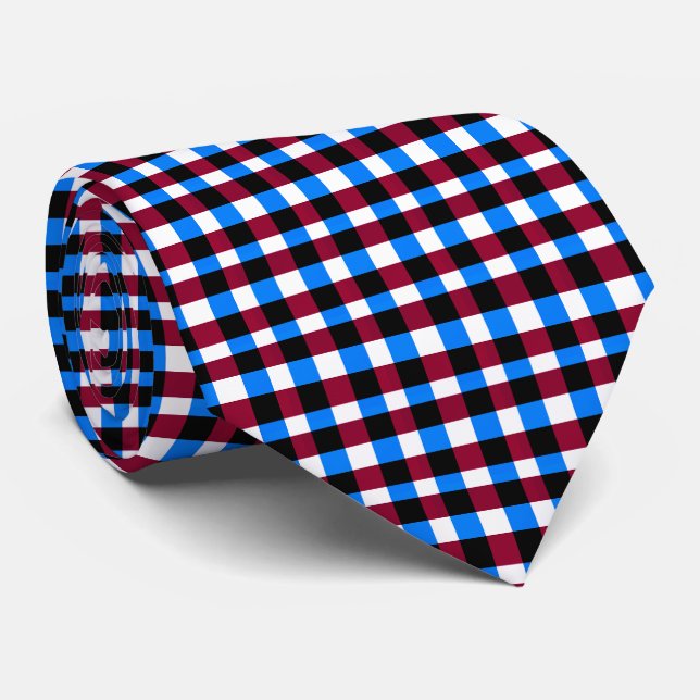 Corbata Cuadrados blancos rojos azules (Enrollado)