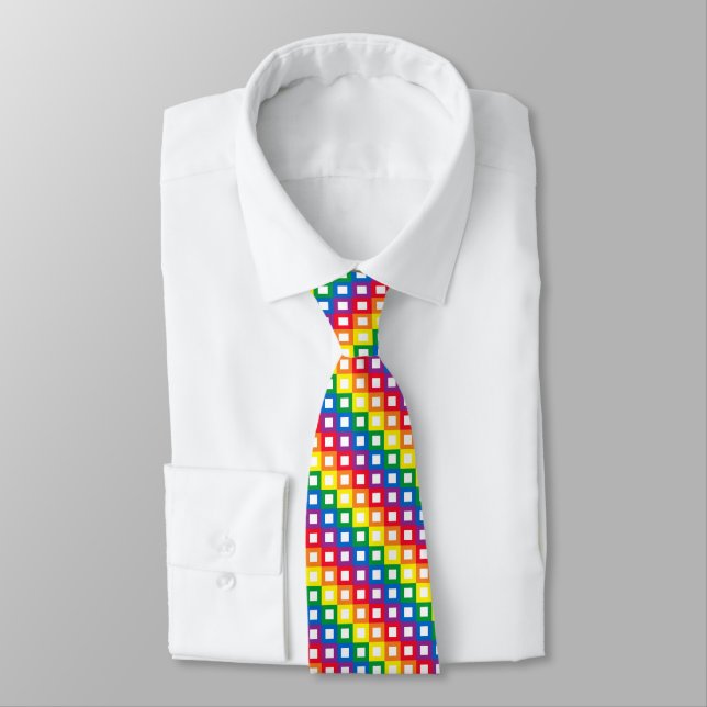 Corbata Cuadrados de arcoiris (Atado)
