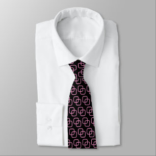 Corbata Cuadrados de interbloqueo - Rosa sobre negro