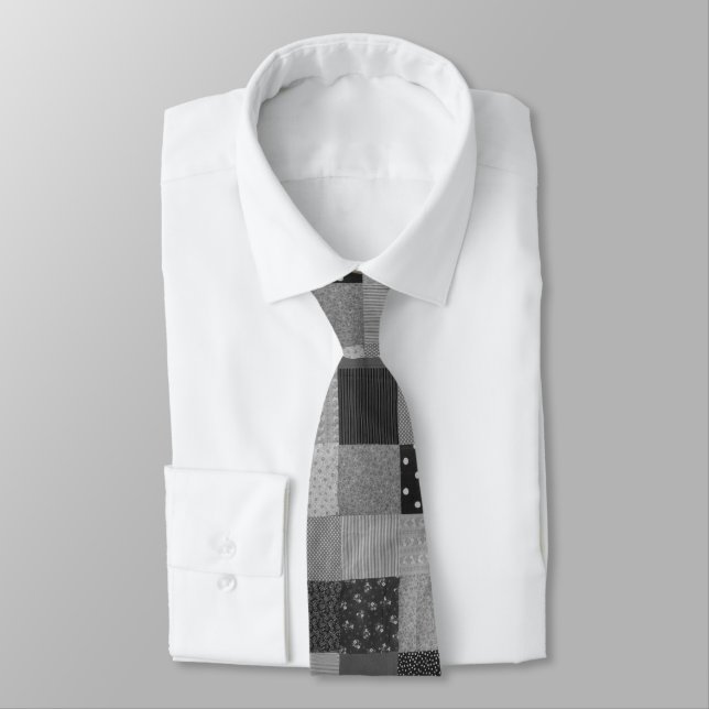 Corbata cuadrados de mosaico blanco y negro de estilo vint (Atado)