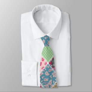 Corbata Cuadrados de tallo de flores pastel