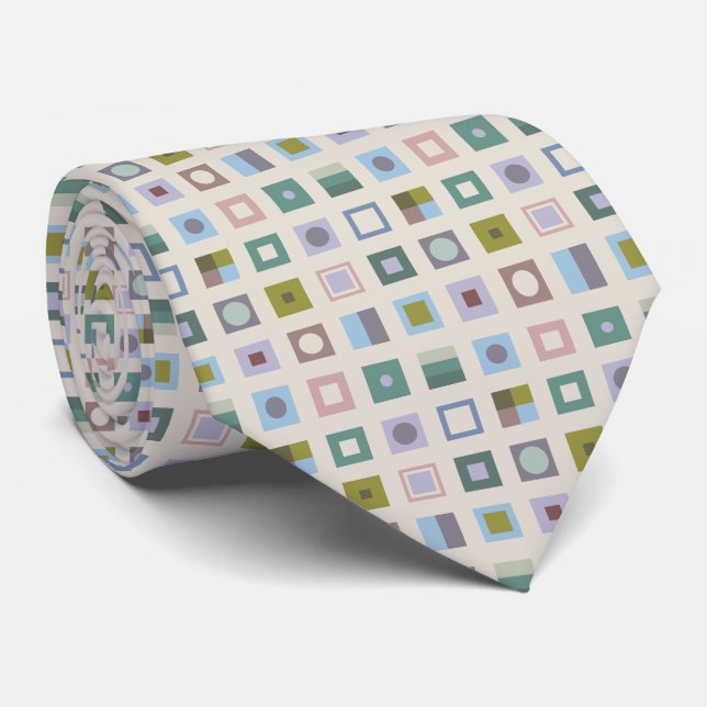 Corbata Cuadrados geométricos dibujados a mano Necktie (Enrollado)