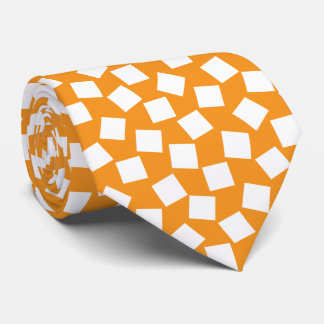 Corbata Cuadrados irregulares - Blanco sobre Naranja