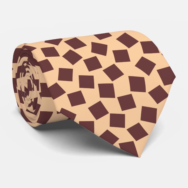Corbata Cuadrados irregulares - Marrón oscuro en la arena (Enrollado)