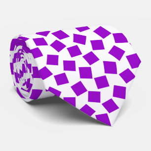 Corbata Cuadrados Irregulares - Morado sobre Blanco