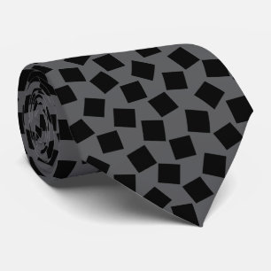 Corbata Cuadrados Irregulares - Negro sobre Gris Oscuro