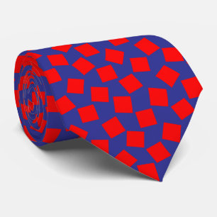 Corbata Cuadrados Irregulares - Rojo sobre Azul Profundo