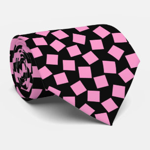 Corbata Cuadrados irregulares - Rosa sobre negro