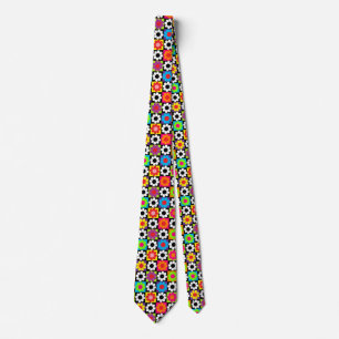 Corbata Cuadrados Retro Groovy Flower Power