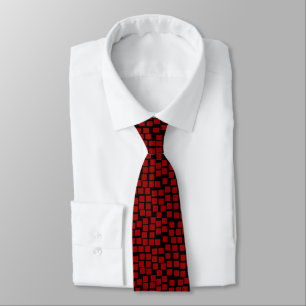 Corbata Cuadrados - Rojo rubí sobre negro