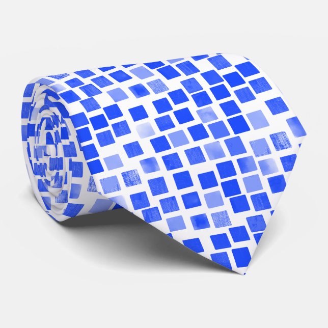 Corbata Cuadrados v2- Amarillo sobre blanco (Enrollado)