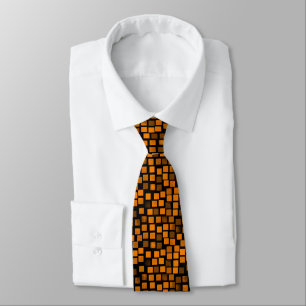 Corbata Cuadrados v2- Naranja en negro