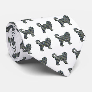 Corbata Cuadrícula amarilla y negra blanca de Cockapoo
