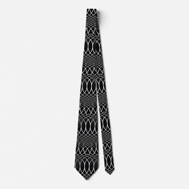 Corbata Cuadrícula geométrica en blanco y negro + tus idea (Anverso)