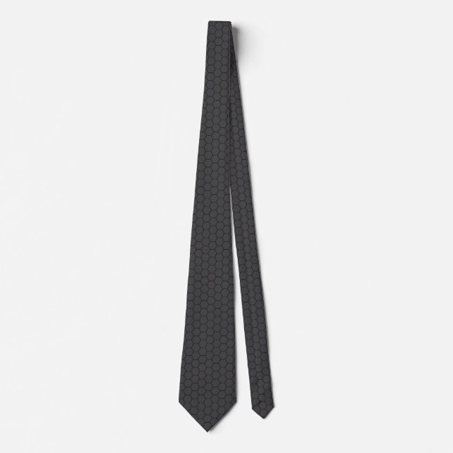 Corbata Cuadrícula Hexagonal Negra Negra (Anverso)