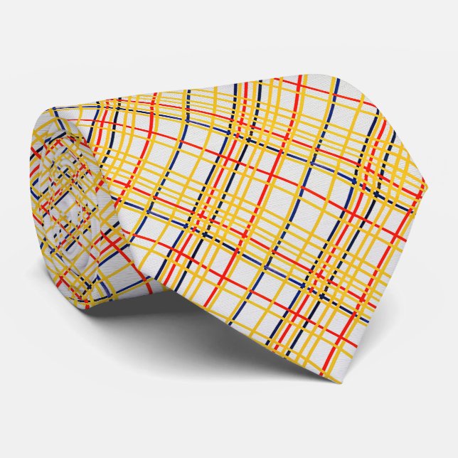 Corbata Cuadrícula Mondrian – Clásico Moderno (Enrollado)