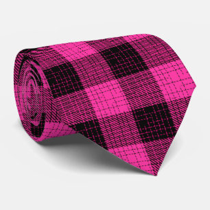 Corbata Cuadro de búfalo de trama cruzada rosa y negro