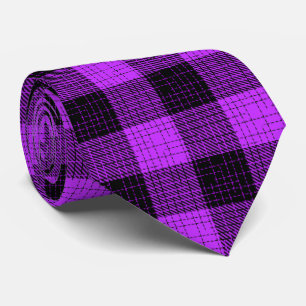 Corbata Cuadro de cuadros negro púrpura