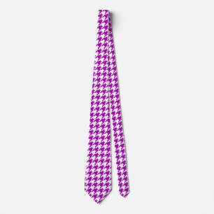 Corbata Cuadro de Piedra Houndstooth Blanco Púrpura