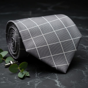 Corbata Cuadro de plata y negro sutil