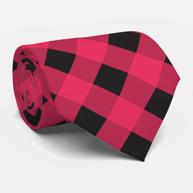 Corbata Cuadro Escocés Búfalo Rojo y Negro (Enrollado)