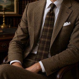 Corbata Cuadro Escocés Marrón Verde Patrimonio