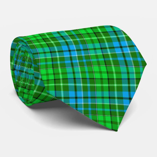 Corbata Cuadro Escocés Verde Azul y Verde  (Enrollado)