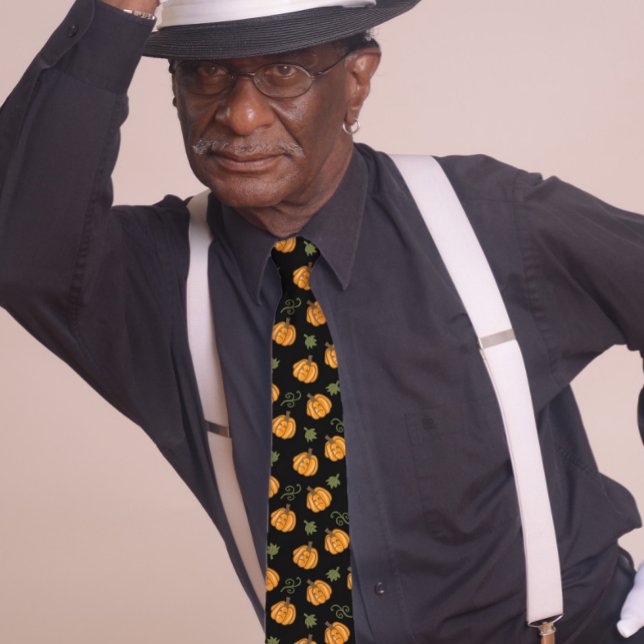 Corbata Cuadros calabazas Halloween Black (Subido por el creador)