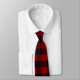 Corbata Cuadros de búfalo rojos y negros