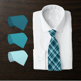 Corbata Cuadros en azul-teal petrolero, teal oceánico, aqu