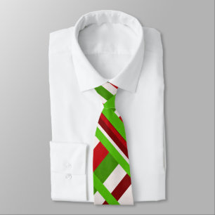 Corbata Cuadros en Rojo, Blanco, Verde Patrón Moderno