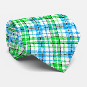 Corbata Cuadros Escoceses Azules y Verdes Tartán Blanco