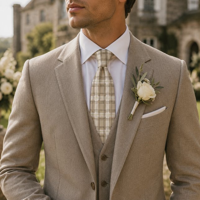Corbata Cuadros Escoceses Beige Neutro (Subido por el creador)