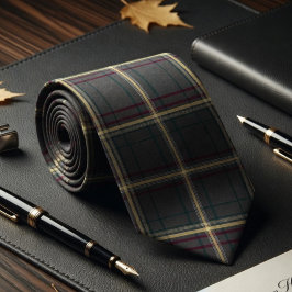 Corbata Cuadros Escoceses Gris y Verde