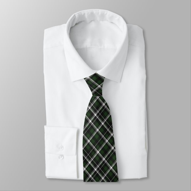 Corbata Cuadros Escoceses Tartán de tonos de verde oscuro, (Atado)