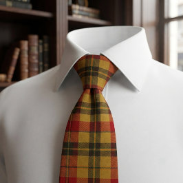 Corbata Cuadros Escoceses Tartán Rojo y Dorado