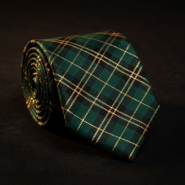 Corbata Cuadros Escoceses Verde Bosque y Dorado (Subido por el creador)