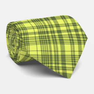 Corbata Cuadros Escoceses Verde Oliva y Amarillo Lima