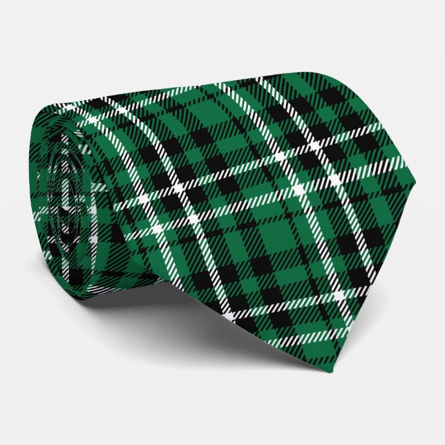 Corbata Cuadros Escoceses Verdes de Tartán (Enrollado)