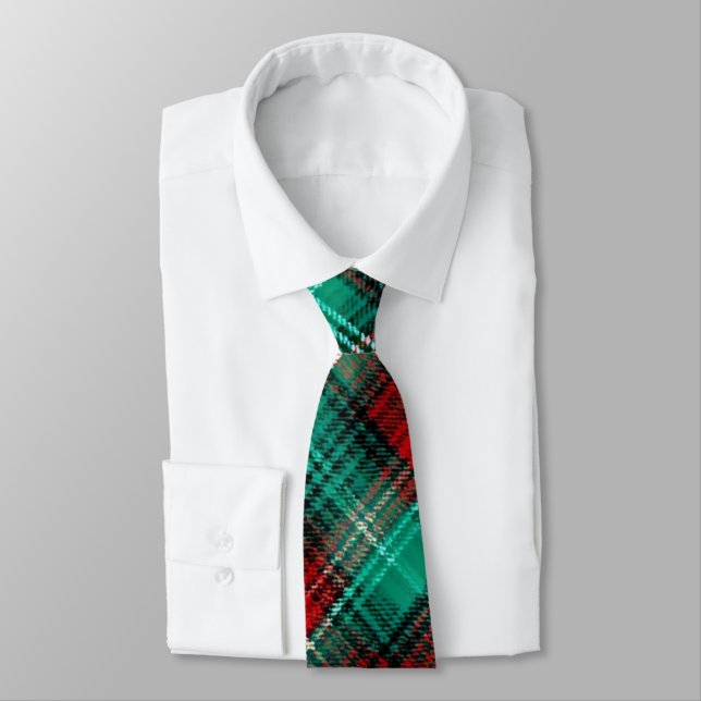 Corbata Cuadros festivos rojos y verdes (Atado)