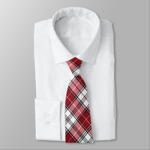 Corbata Cuadros Grandes de Tartán en Rojo Carmesí y Blanco