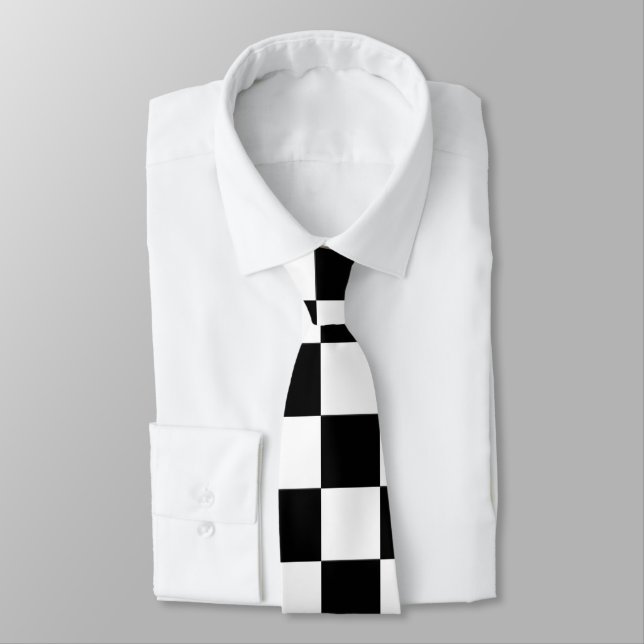 Corbata Cuadros grandes en blanco y negro (Atado)