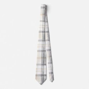 Corbata Cuadros Gris Amarillo Crema Rayas