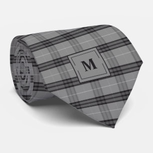 Corbata Cuadros Gris Carbón Monogramado