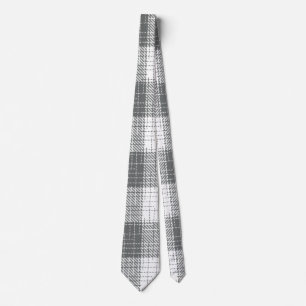 Corbata Cuadros Gris y Blanco Cruzados con Cuadrícula 