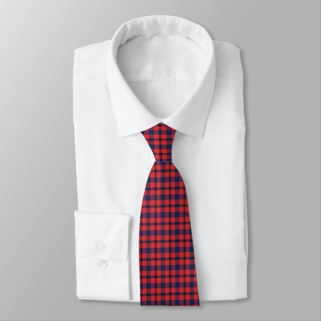 Corbata Cuadros rojos y azules para hombres (Atado)