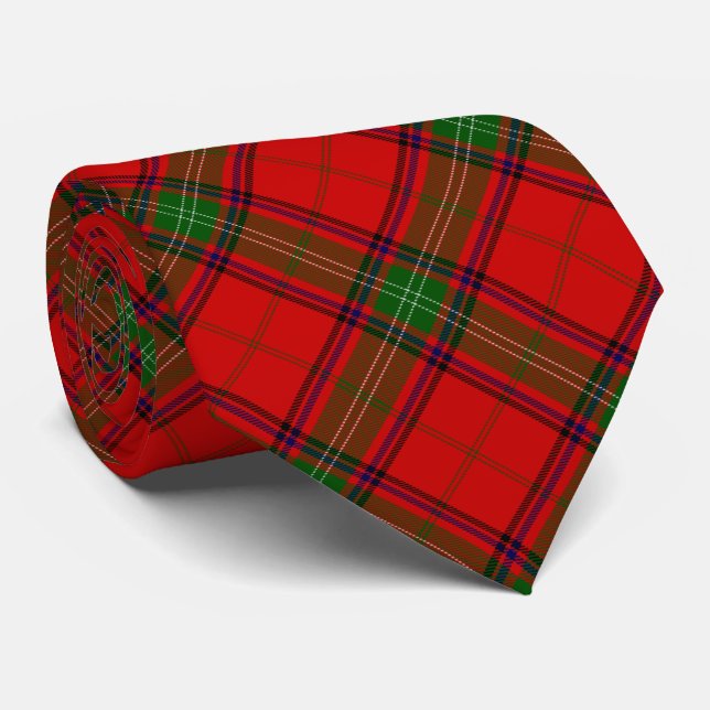Corbata cuadros rojos y verdes de tartán Seton (Enrollado)